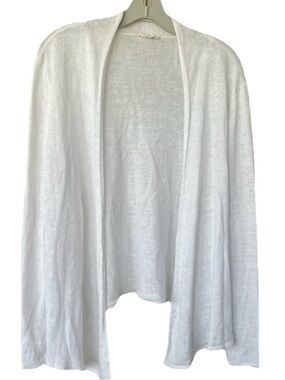 Eileen Fisher 100% Linen Open Front Cardigan Ivory Women’s L Lightweight